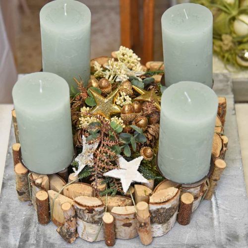 Floristik24 Grinalda decorativa grinalda de madeira de vidoeiro decoração de mesa Ø30cm A7cm