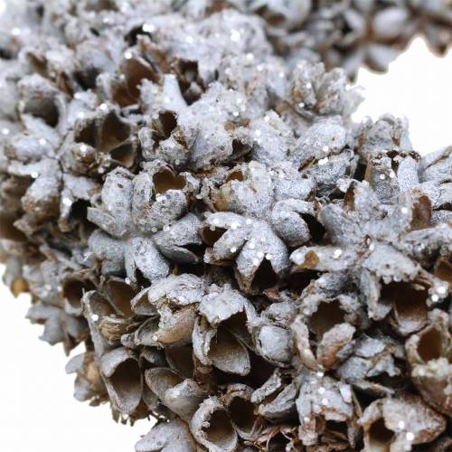 Floristik24 Coroa decorativa de anis estrelado com glitter lavado branco Ø20cm