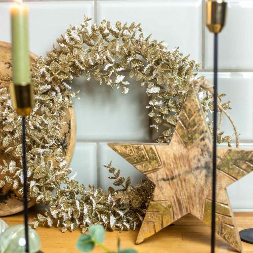 Guirlanda Deco artificial eucalipto Dourado nevado Ø36cm