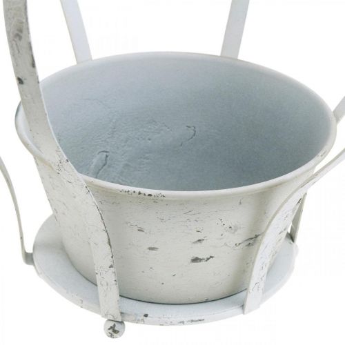Floristik24 Conjunto de decoração de jardim de metal com coroa decorativa branca surrado chique de 3
