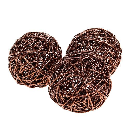 Floristik24 Bola decorativa feita de arame de papel Ø12cm marrom 6pcs