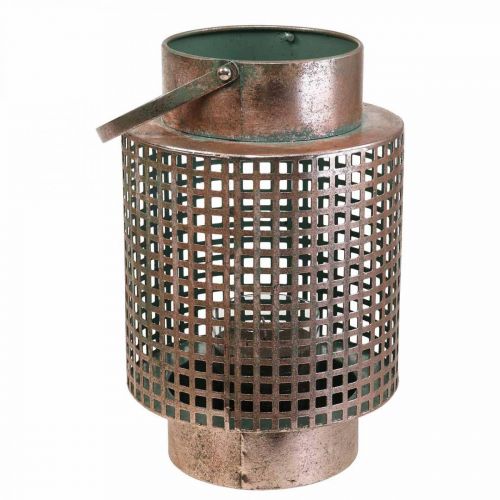 Itens Lanterna decorativa de metal com alça rosa Ø18cm Alt.29cm