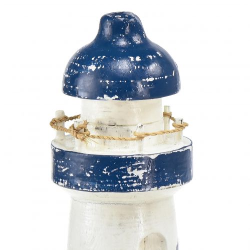 Floristik24 Farol decorativo em madeira azul branco marítimo Ø7,5cm Alt.19cm
