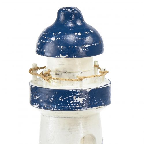 Itens Farol decorativo em madeira azul branco marítimo Ø7,5cm Alt.19cm