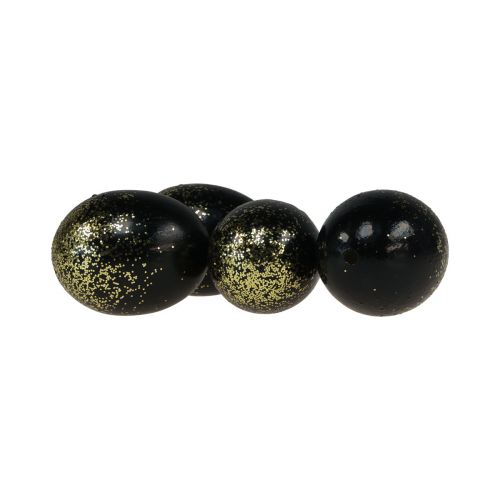 Itens Ovos de Páscoa decorativos ovo de galinha real preto com glitter dourado Alt.5,5–6 cm 10 peças