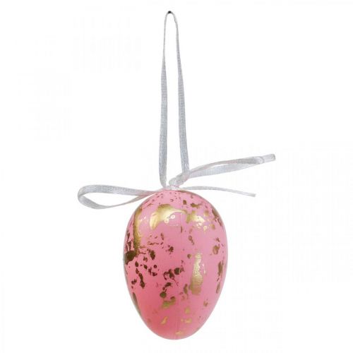 Floristik24 Ovos de Páscoa Deco para pendurar decorações de Páscoa rosa/verde/dourado 12 unidades