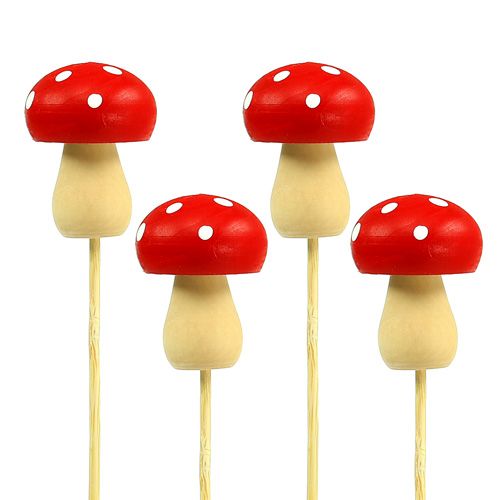Floristik24 Tampão de cogumelo cogumelo decorativo vermelho 3,5 cm L30 cm 12 unidades