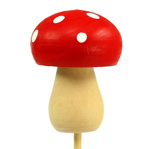 Floristik24 Tampão de cogumelo cogumelo decorativo vermelho 3,5 cm L30 cm 12 unidades