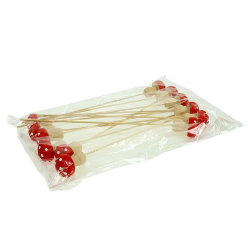 Floristik24 Tampão de cogumelo cogumelo decorativo vermelho 3,5 cm L30 cm 12 unidades