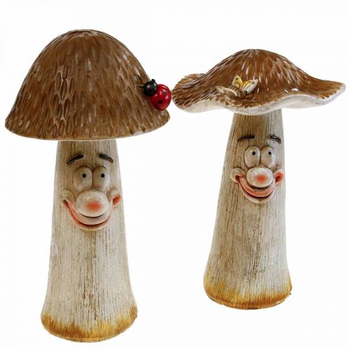 Floristik24 Cogumelos Deco Decoração de outono cogumelos divertidos Ø15/12cm A22/25cm 2uds