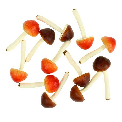 Floristik24 Cogumelos Deco marrom, laranja 9cm 12pcs