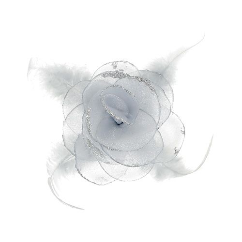 Floristik24 Rosa decorativa no clipe Ø10cm prata 2 unidades