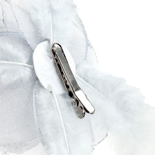 Floristik24 Rosa decorativa no clipe Ø10cm prata 2 unidades