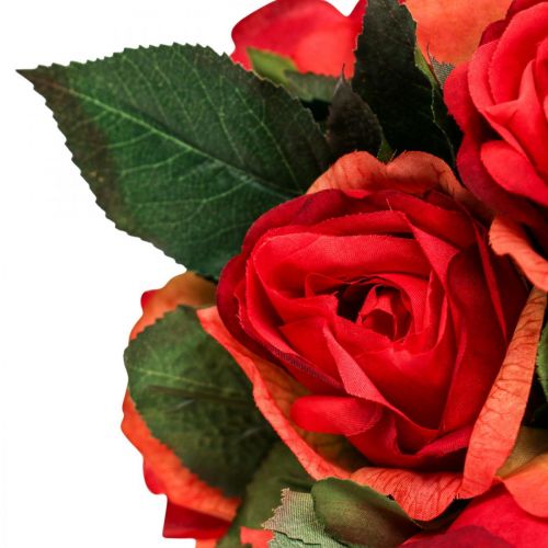 Floristik24 Buquê de rosas decorativas flores artificiais rosas vermelhas Alt.30cm 8 unidades