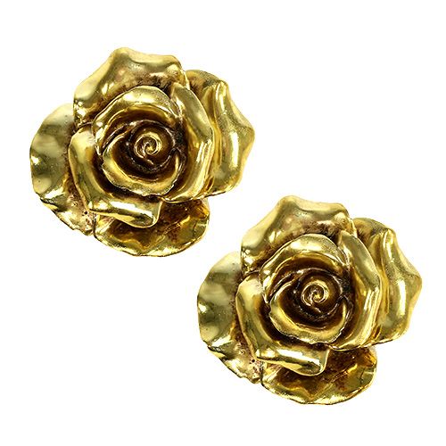 Floristik24 Rosas decorativas douradas Ø8cm 6 unidades