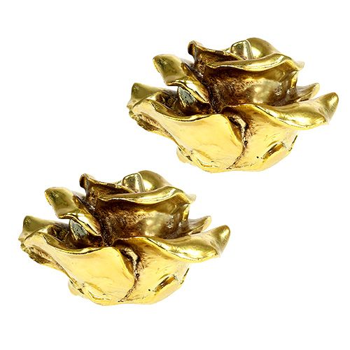 Floristik24 Rosas decorativas douradas Ø8cm 6 unidades