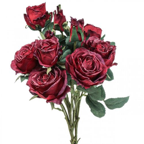 Floristik24 Rosas Deco rosas artificiais vermelhas flores de seda 50cm 3uds