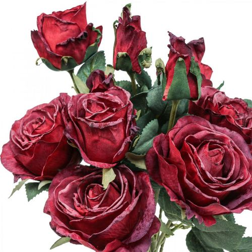 Rosas Deco rosas artificiais vermelhas flores de seda 50cm 3uds