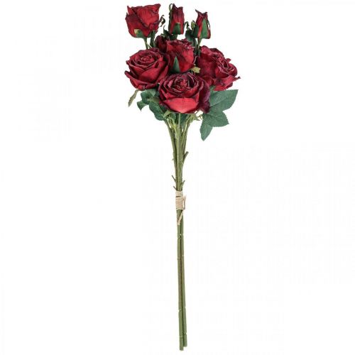 Floristik24 Rosas Decorativas Rosas Artificiais Vermelhas Flores de Seda 50cm 3 un
