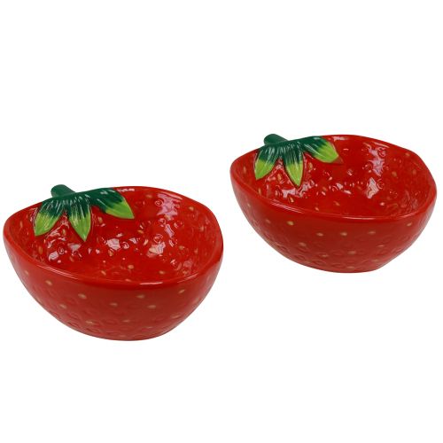 Floristik24 Tigela decorativa tigela de cerâmica morango vermelho 12,5 × 15,5 cm 2 unidades