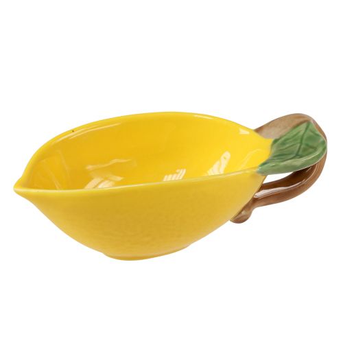 Floristik24 Tigela decorativa de limão Tigela de limão em cerâmica amarela 17×8cm