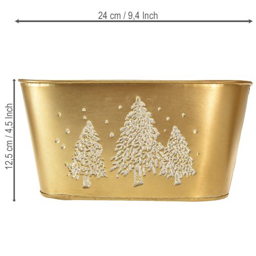 Vaso decorativo oval em formato de árvore de Natal, dourado, 24×13×12,5cm | Floristik24.pt