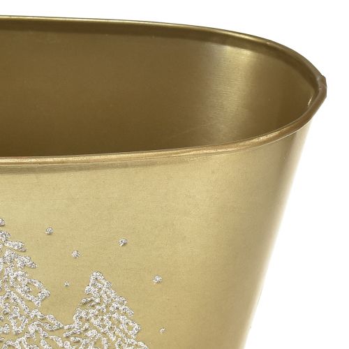 Itens Tigela decorativa plantador de árvore de Natal oval dourado 24×13×12,5cm