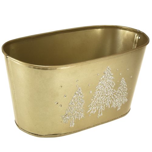 Tigela decorativa plantador de árvore de Natal oval dourado 24×13×12,5cm