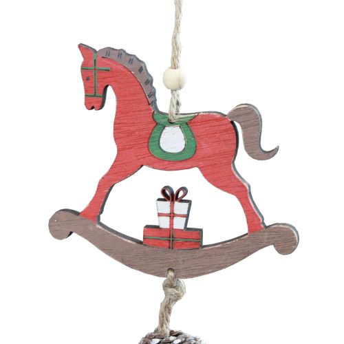 Itens Cavalo de balanço decorativo decoração suspensa de madeira natal vermelho 37 cm 2 unidades