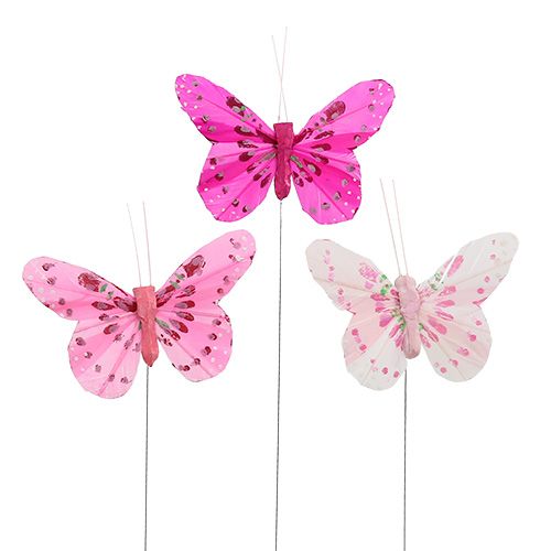 Floristik24 Tipo borboleta rosa-rosa Deco. 6 cm 24 peças