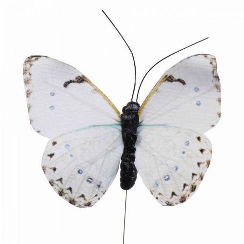 Floristik24 Borboleta Deco sobre arame decoração primavera colorida 8cm 12uds