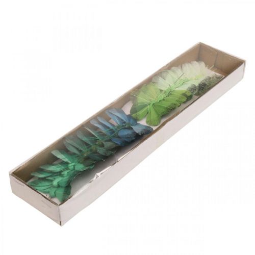 Floristik24 Borboleta decorativa em arame verde, azul 5-6cm 24p