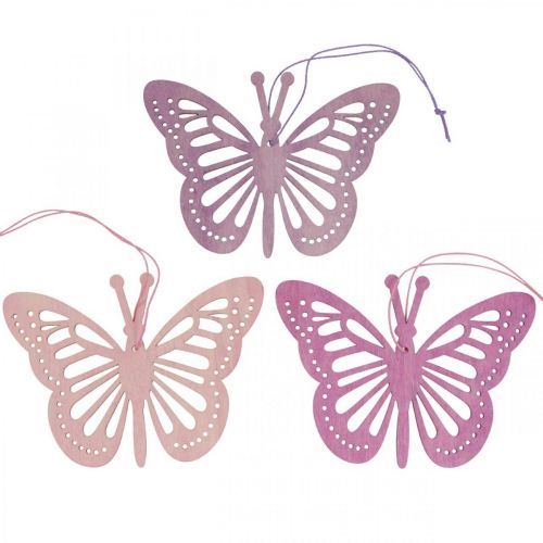 Floristik24 Cabide decorativo de borboletas decorativas roxo/rosa/rosa 12cm 12uds