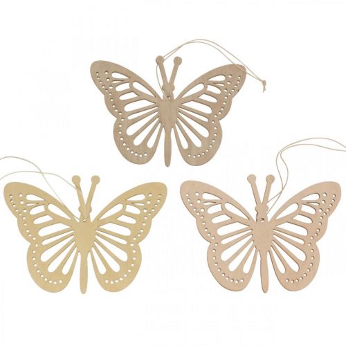 Cabide decorativo borboletas bege/rosa/amarelo 12cm 12uds