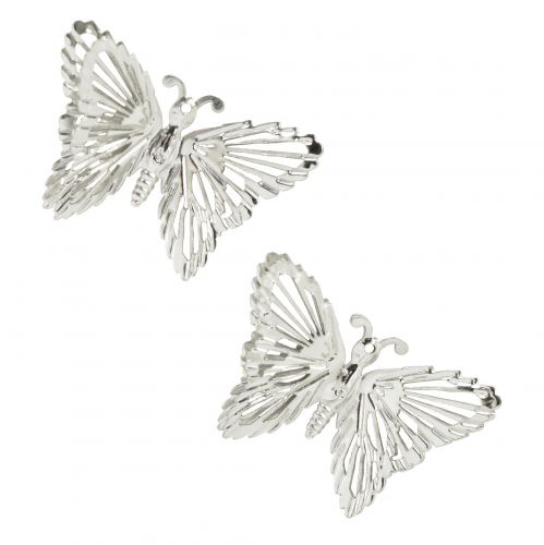 Itens Borboletas decorativas de metal penduradas decoração prata 5cm 30 un