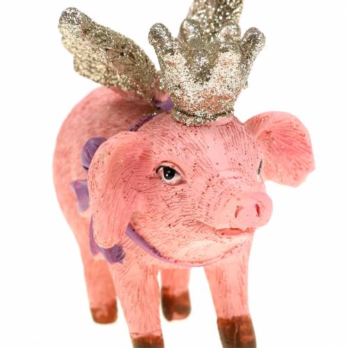 Floristik24 Figura decorativa de porco com coroa 9cm 2pçs