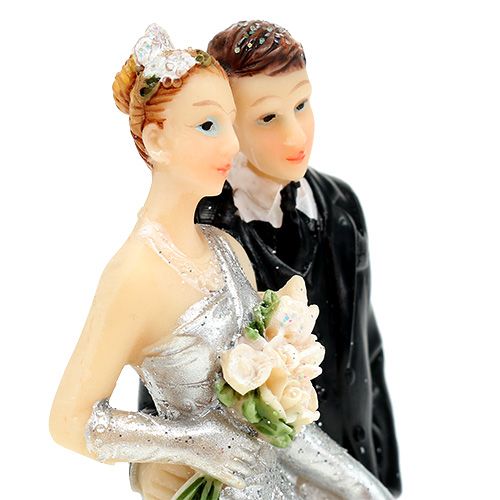 Floristik24 Casal de casamento de prata decorativa de 10 cm