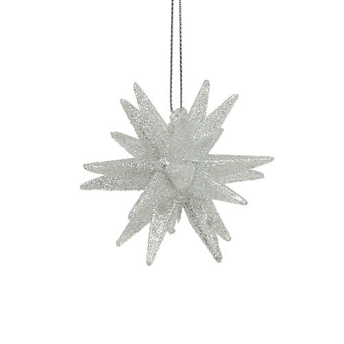 Floristik24 Estrelas decorativas com mica 7,5cm prata 8 un
