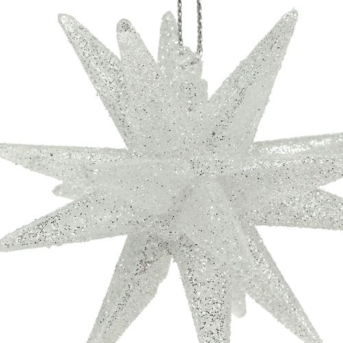 Floristik24 Estrelas decorativas com mica 7,5cm prata 8 un