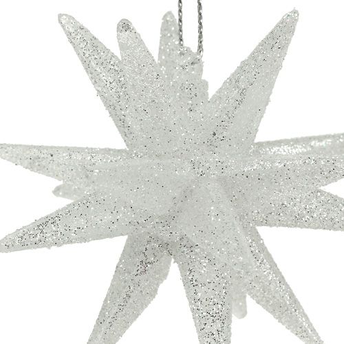 Itens Estrelas Deco com mica 7,5cm prata 8pcs