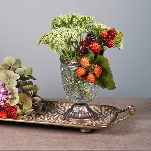 Floristik24 Bandeja decorativa com alças de ouro antigo 53cm x 18cm