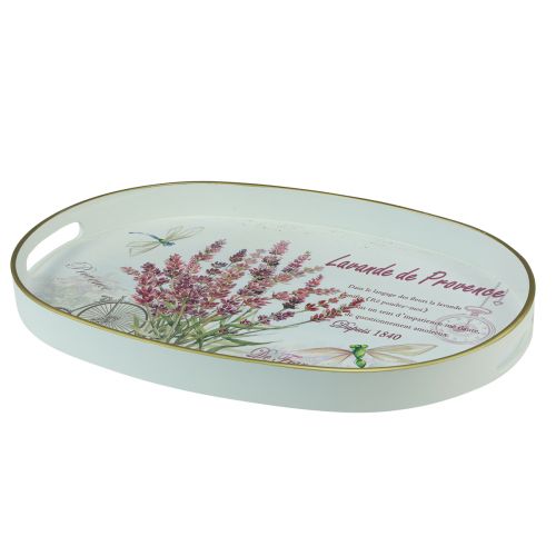 Itens Bandeja decorativa de plástico lavanda branca 39×27,5cm