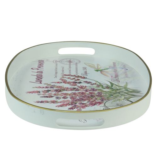 Itens Bandeja decorativa de plástico lavanda branca 39×27,5cm