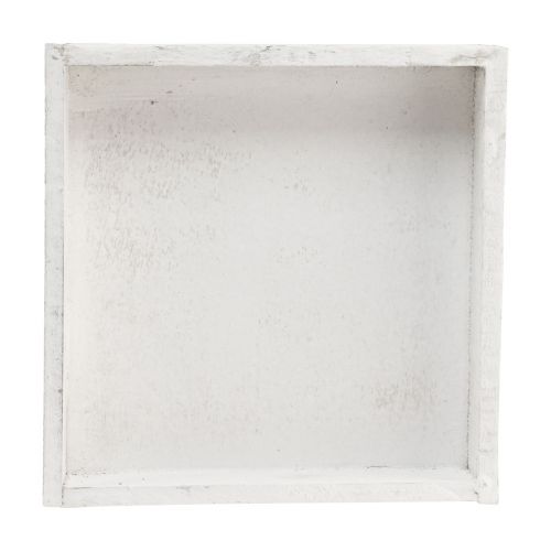 Floristik24 Bandeja decorativa bandeja quadrada de madeira branca 20×20×3,5cm