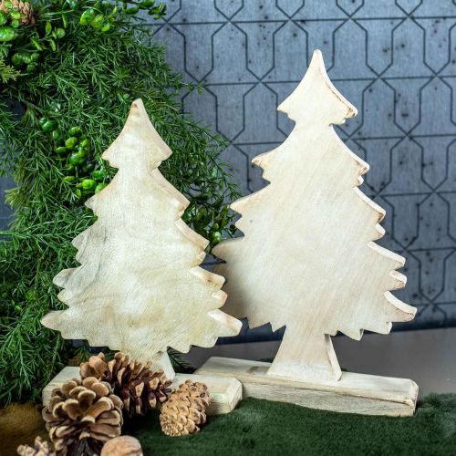 Itens Deco árvore de Natal de madeira caiada decoração de mesa branca Advento 32 × 20 × 5,5cm