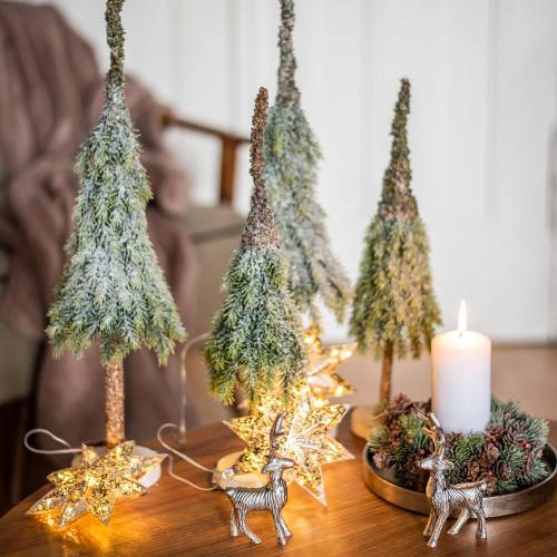 Floristik24 Árvore de Natal Deco verde nevado, branco 56cm
