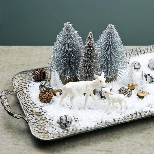 Floristik24 Árvore de Natal decorativa glitter branco 8cm 24 un