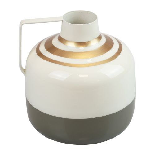 Floristik24 Vaso decorativo com alça de metal creme/cinza/ouro Ø16cm Alt.17cm
