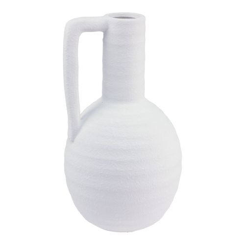 Vaso decorativo vaso de flores brancas com alça de cerâmica Alt.26cm