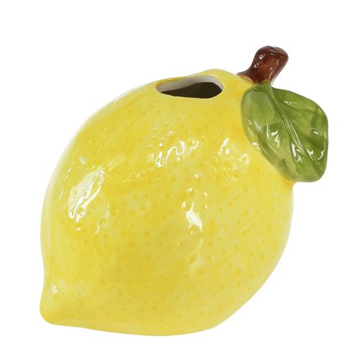 Floristik24 Vaso decorativo limão cerâmica oval amarelo 11cm×9,5cm×10,5cm